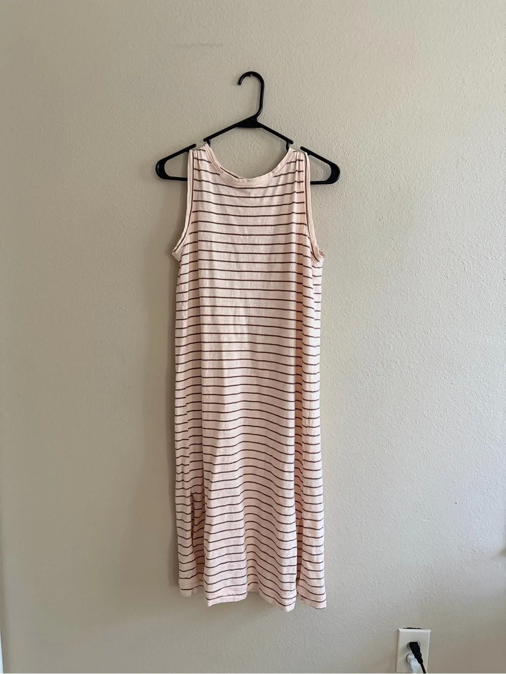 old navy striped midi dress Old Navy Dress Women S Black Striped Shift Midi Sleeveless Rayon Casual